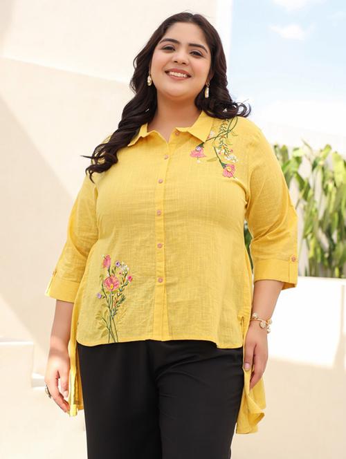 yellow cotton high-low tunic - 21259517 - Very Small Image - 1