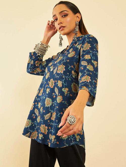 navy blue rayon regular tunic - 21259627 - Very Small Image - 1