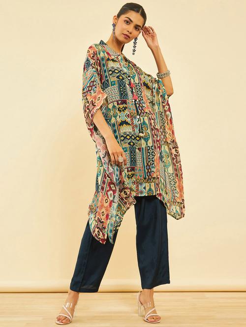 blue viscose printed co-ord set - 21259777 - Very Small Image - 1