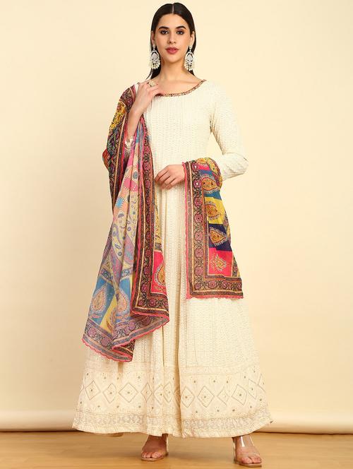 women cream round neck suit set - 21260074 - Very Small Image - 1