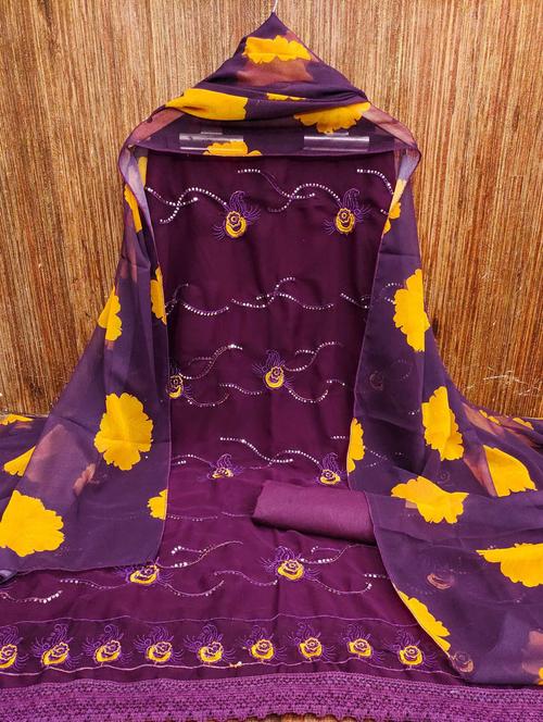 women embroidered unstitched suit set - 21261102 - Very Small Image - 1