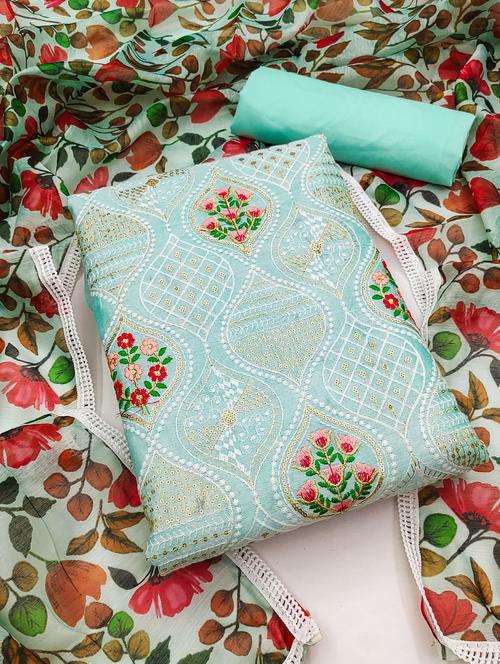 women embroidered unstitched suit set - 21261142 - Very Small Image - 1