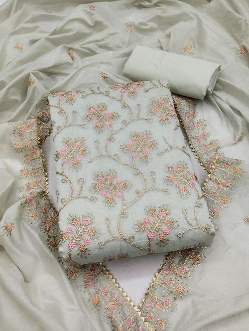 women embroidered unstitched suit set - 21261284 - Very Small Image - 1