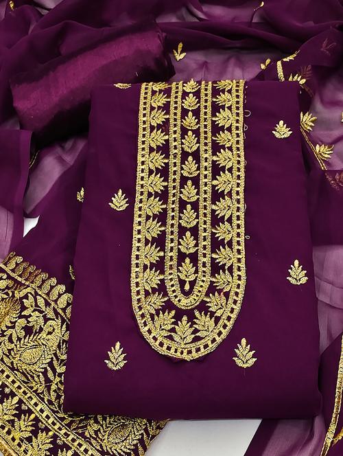 women embroidered unstitched suit set - 21261385 - Very Small Image - 1