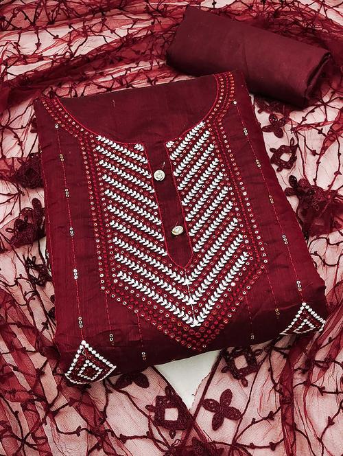women embroidered unstitched suit set - 21261731 - Very Small Image - 1