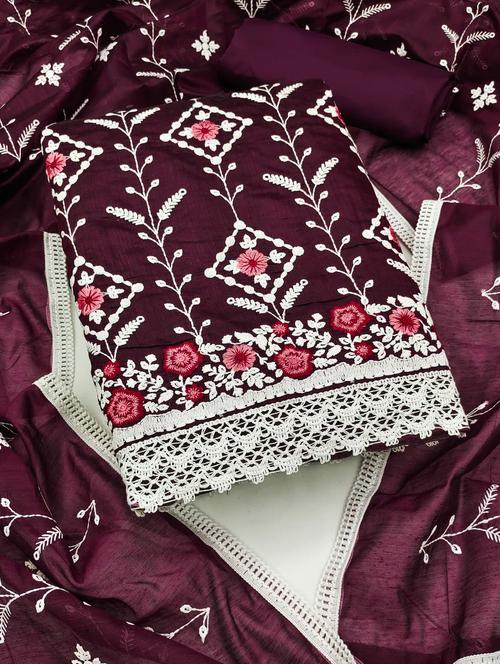 women embroidered unstitched suit set - 21261832 - Very Small Image - 1