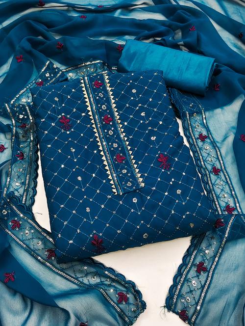 women embroidered unstitched suit set - 21261862 - Very Small Image - 1