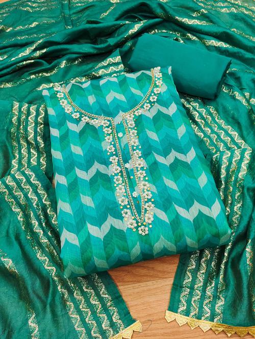 women embroidered unstitched suit set - 21261899 - Very Small Image - 1