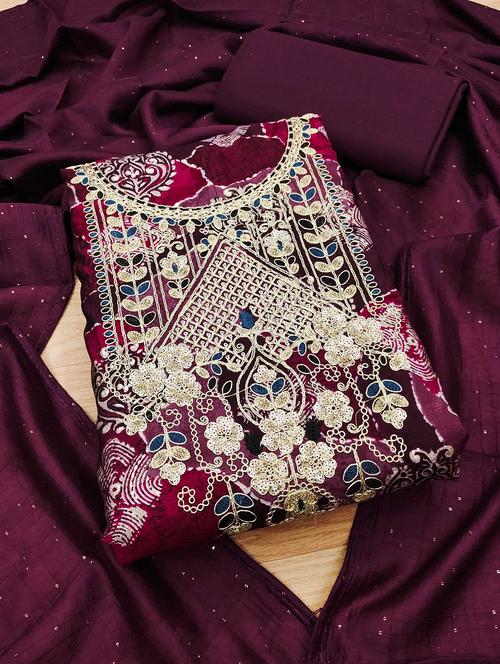 women embroidered unstitched suit set - 21261914 - Very Small Image - 1