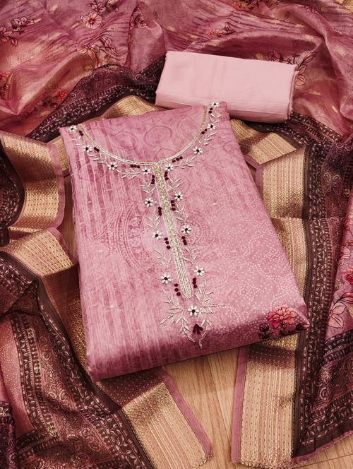 women embroidered unstitched suit set - 21261933 - Very Small Image - 1