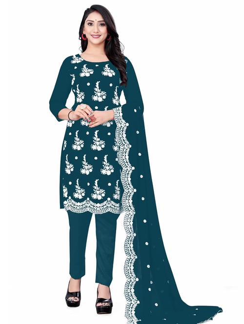 women solid with work unstitched suit set - 21266602 - Very Small Image - 1