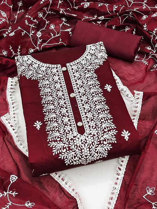women solid with work unstitched suit set - 21266629 - Very Small Image - 1