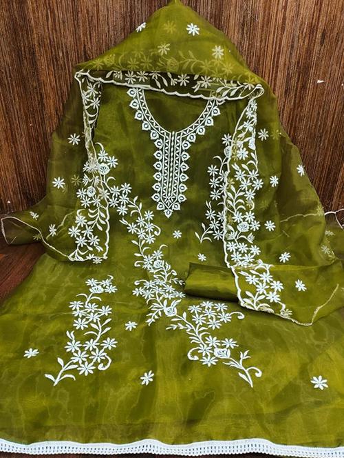 women solid with work unstitched suit set - 21266773 - Very Small Image - 1
