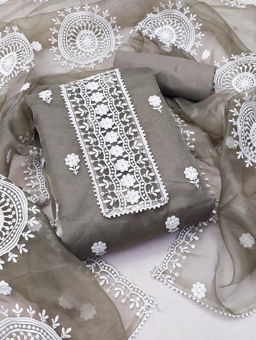 embroidered unstitched suit set - 21267016 - Very Small Image - 1