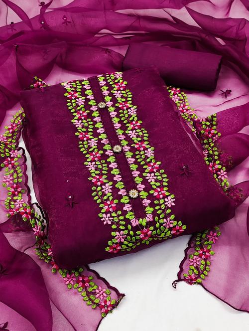 embroidered unstitched suit set - 21267030 - Very Small Image - 1