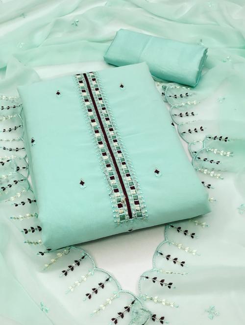 embroidered unstitched suit set - 21267044 - Very Small Image - 1