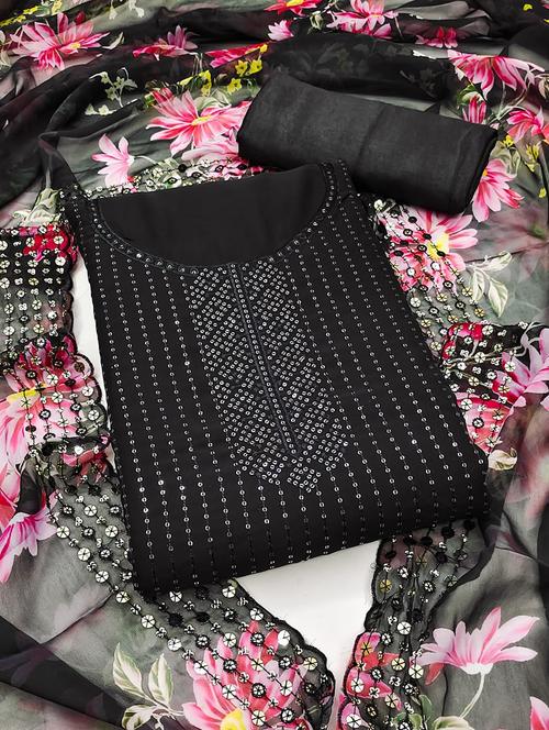 sequins work unstitched suit set - 21267107 - Very Small Image - 1