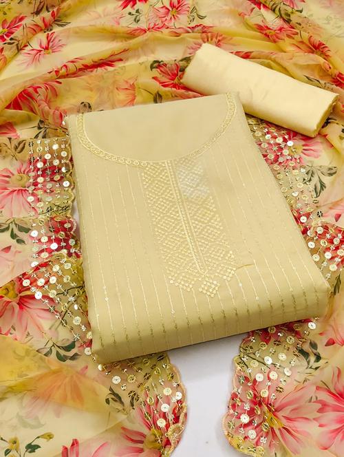 sequins work unstitched suit set - 21267115 - Very Small Image - 1