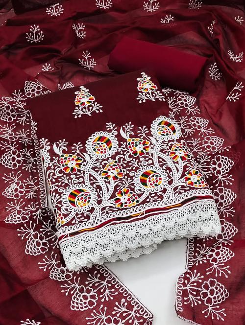 embroidered unstitched suit set - 21267134 - Very Small Image - 1