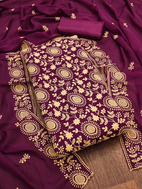 embroidered unstitched suit set - 21267196 - Very Small Image - 1