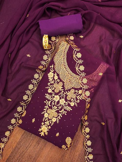 embroidered unstitched suit set - 21267201 - Very Small Image - 1