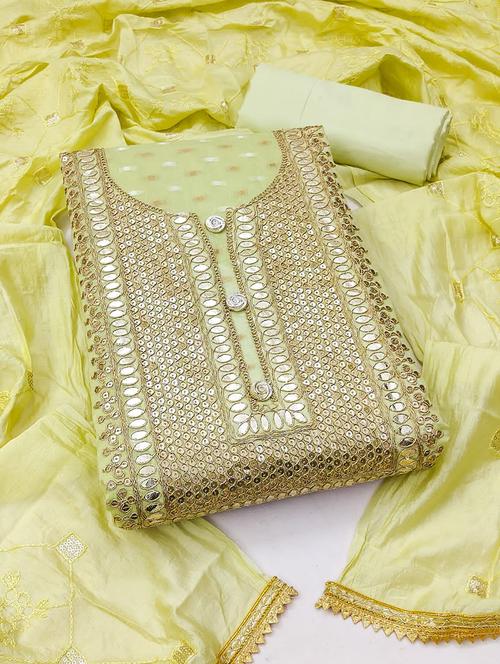 sequins work unstitched suit set - 21267210 - Very Small Image - 1