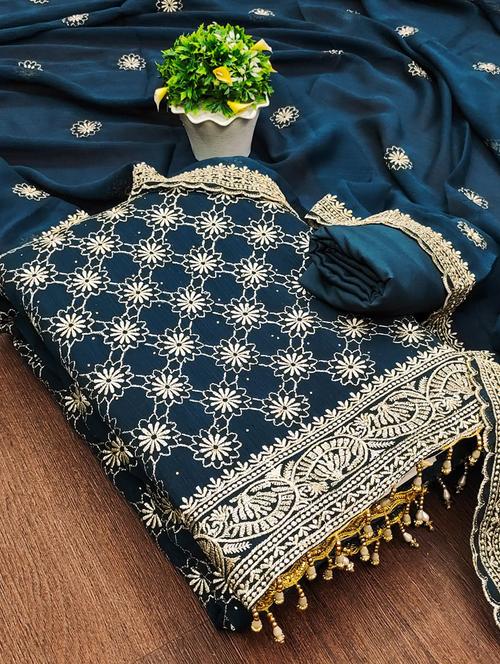 embroidered unstitched suit set - 21267341 - Very Small Image - 1