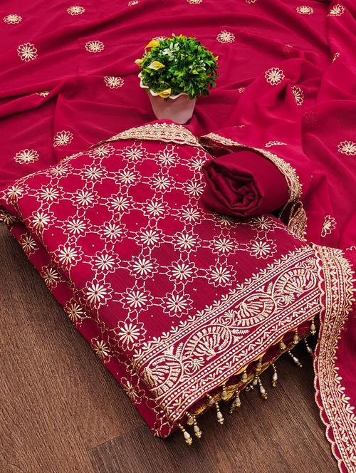 embroidered unstitched suit set - 21267344 - Very Small Image - 1