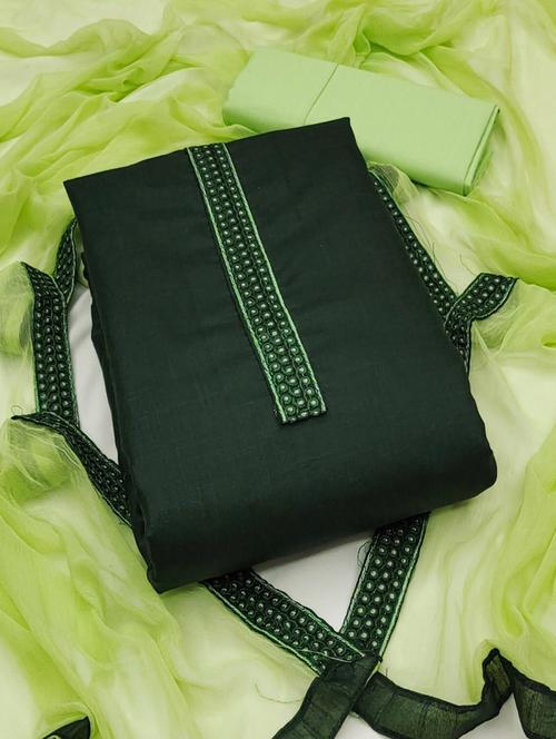 green solid with work unstitched suit - 21267369 - Very Small Image - 1