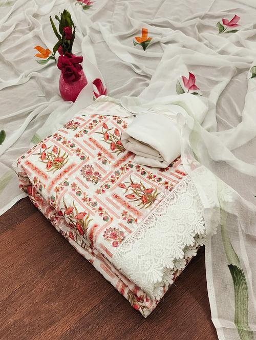 women floral print unstitched suit set - 21267566 - Very Small Image - 1