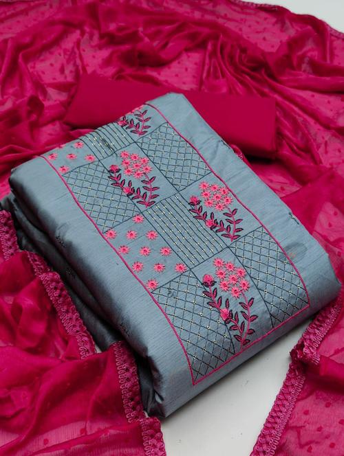 women embroidered unstitched suit set - 21267600 - Very Small Image - 1
