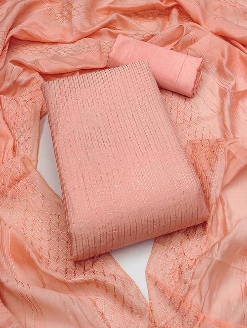 orange silk blend unstitched suit - 21267686 - Very Small Image - 1