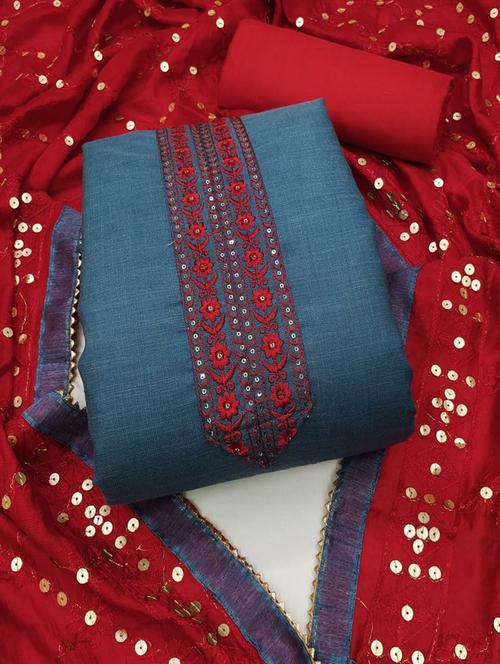 women embroidered unstitched suit set - 21267913 - Very Small Image - 1