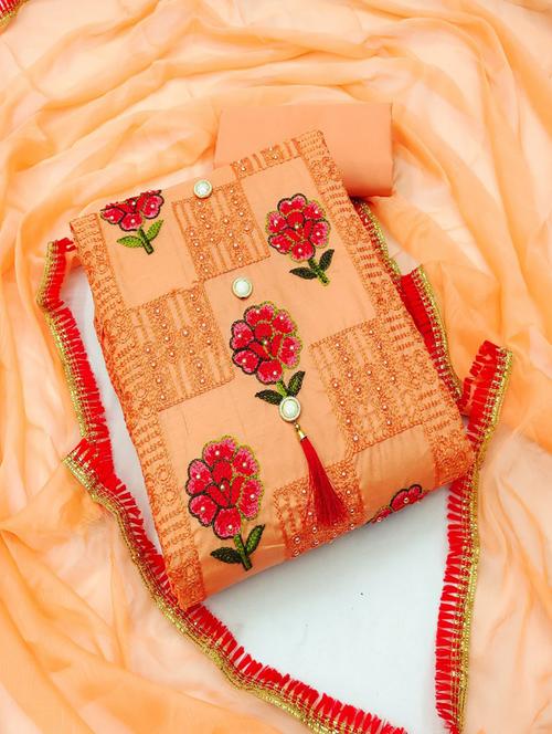 women embroidered unstitched suit set - 21268050 - Very Small Image - 1
