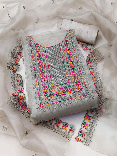 women embroidered unstitched suit set - 21268074 - Very Small Image - 1