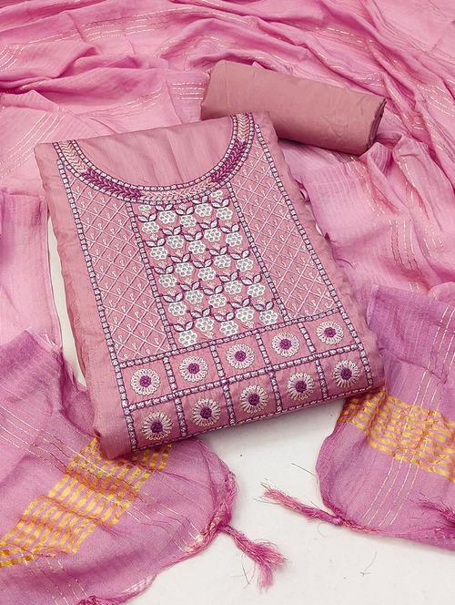 pink jacquard unstitched suit - 21268079 - Very Small Image - 1