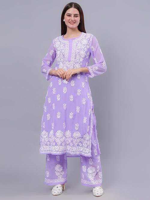 women embroidered kurta palazzo set - 21268335 - Very Small Image - 1