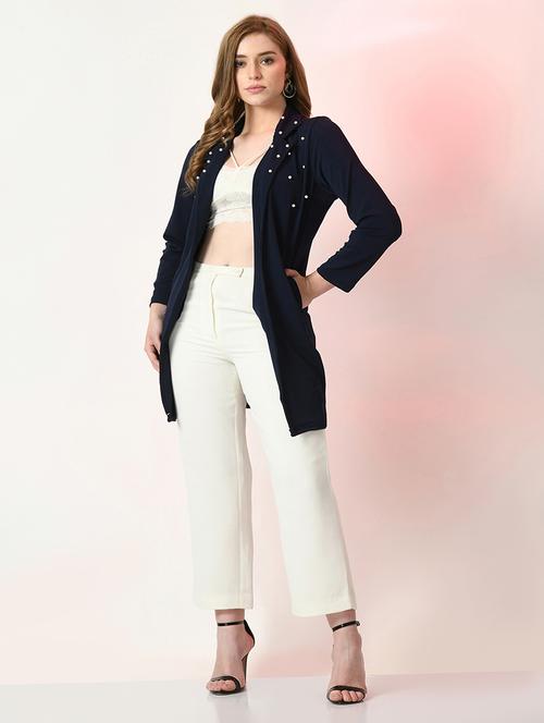 navy blue cotton blend regular shrug - 21270372 - Very Small Image - 1