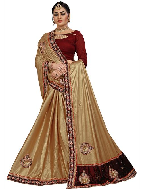 women gold embroidered saree - 21270513 - Very Small Image - 1