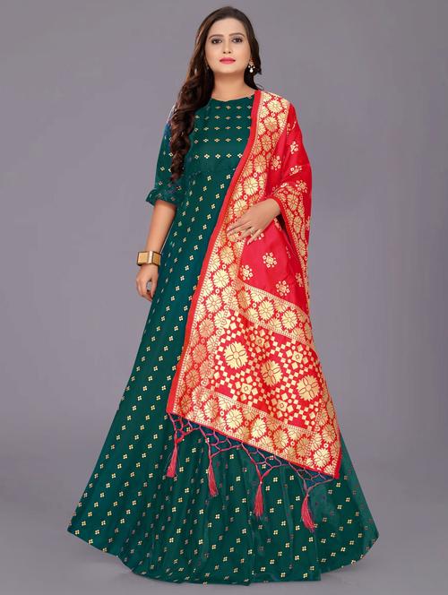 women round neck gown with dupatta - 21271023 - Very Small Image - 1