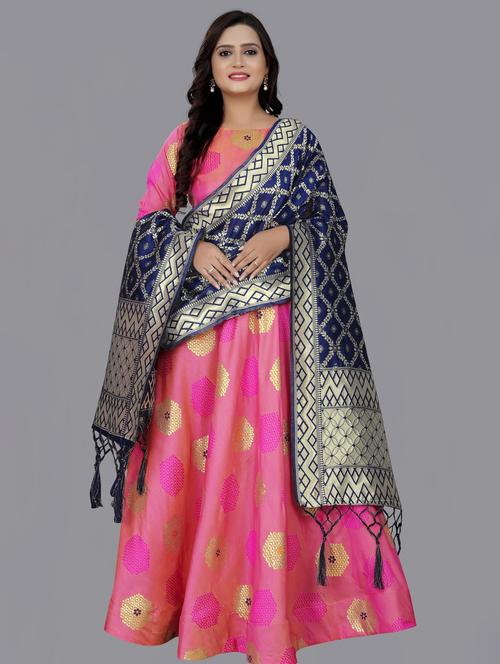 women round neck gown with dupatta - 21271024 - Very Small Image - 1