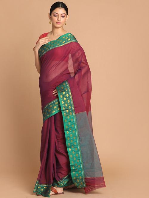 purple cotton venkatagiri saree with blouse - 21271055 - Very Small Image - 1
