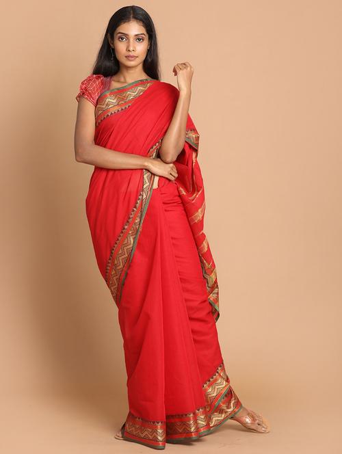 red venkatagiri saree with blouse - 21271065 - Very Small Image - 1