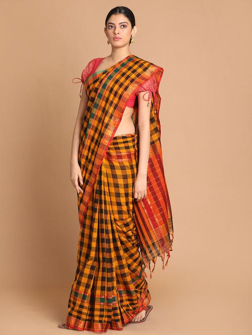 mustard cotton venkatagiri saree with blouse - 21271110 - Very Small Image - 1