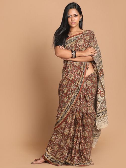 maroon cotton handloom saree with blouse - 21271307 - Very Small Image - 1