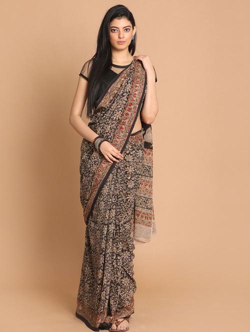 black handloom saree with blouse - 21271356 - Very Small Image - 1