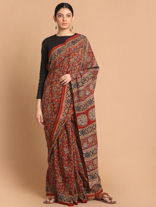 red cotton handloom saree with blouse - 21271359 - Very Small Image - 1