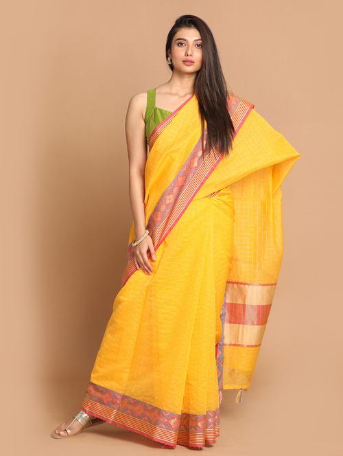 women checkered bordered saree with blouse - 21271487 - Very Small Image - 1