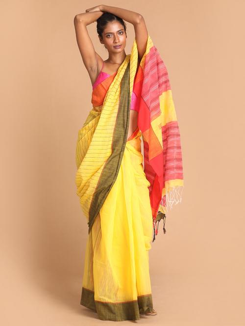 women cotton handloom saree with blouse - 21271712 - Very Small Image - 1