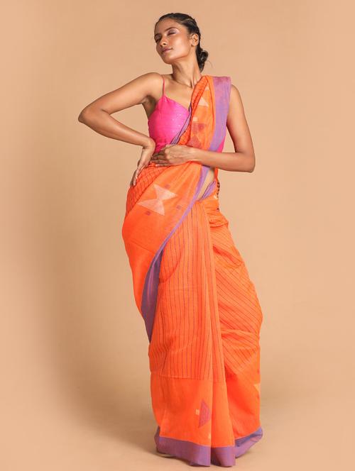 women cotton handloom saree with blouse - 21271775 - Very Small Image - 1